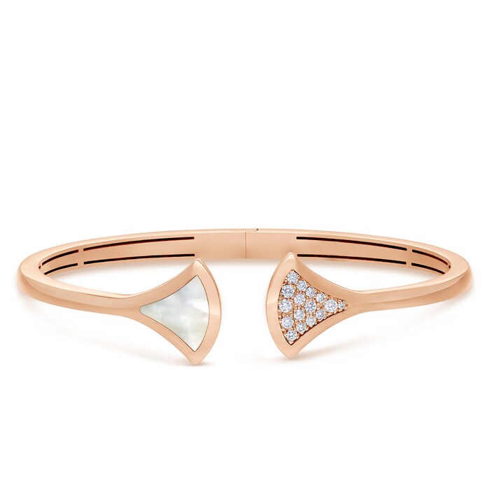 Bvlgari Jewelry 18k Rose Gold Divas' Dream 0.16cttw Diamond and Mother of Pearl Bracelet 17cm