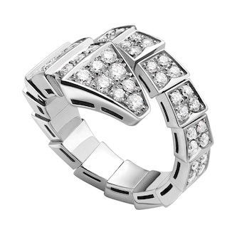 Bvlgari Jewelry 18k White Gold Serpenti Viper 1.58cttw Pave Diamond Ring - Size Medium Bvlgari Jewelry 18k White Gold Serpenti Viper 1.58cttw Pave Diamond Ring - Size Medium