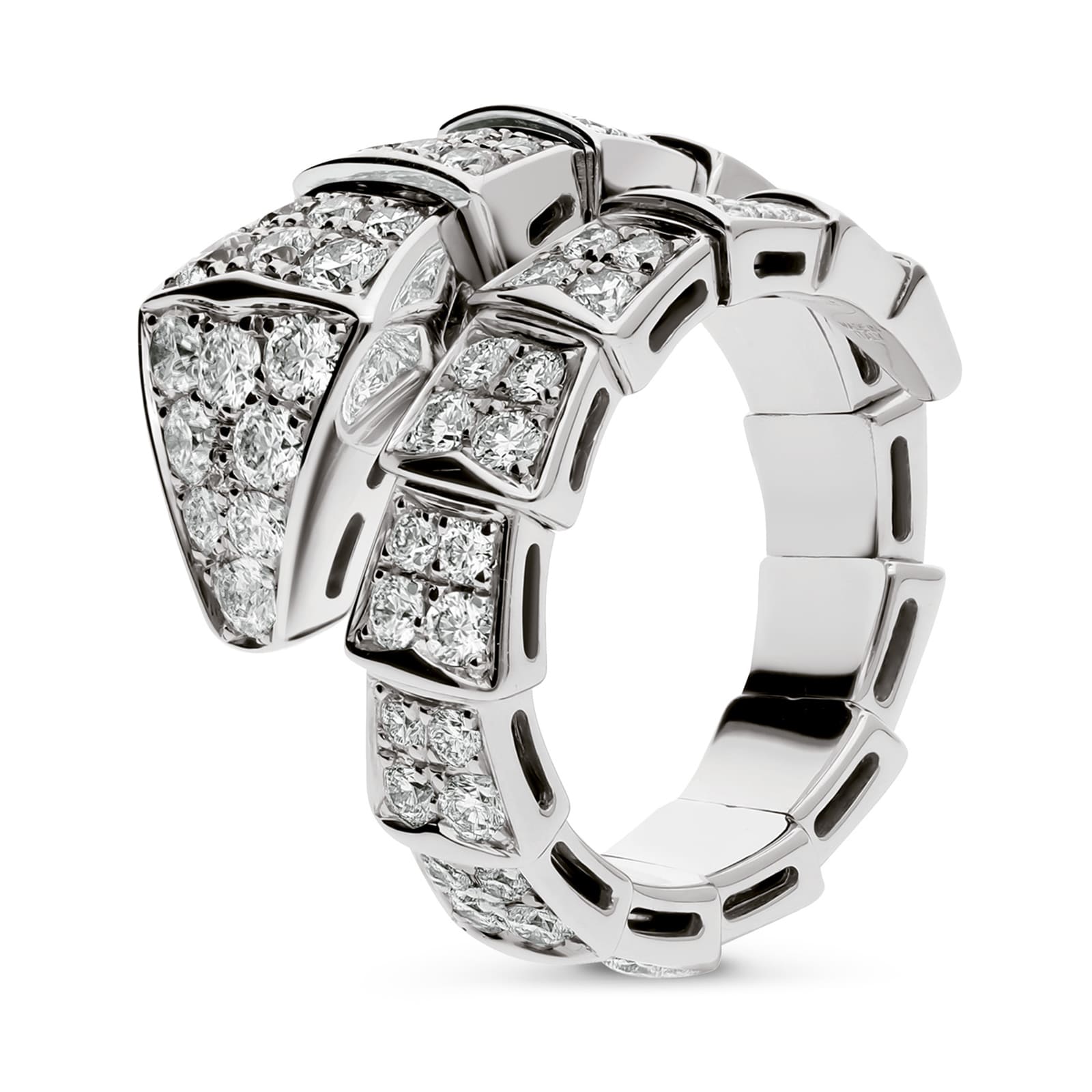 Bvlgari Jewelry 18k White Gold Serpenti Viper 1.58cttw Pave Diamond Ring - Size Medium Bvlgari Jewelry 18k White Gold Serpenti Viper 1.58cttw Pave Diamond Ring - Size Medium