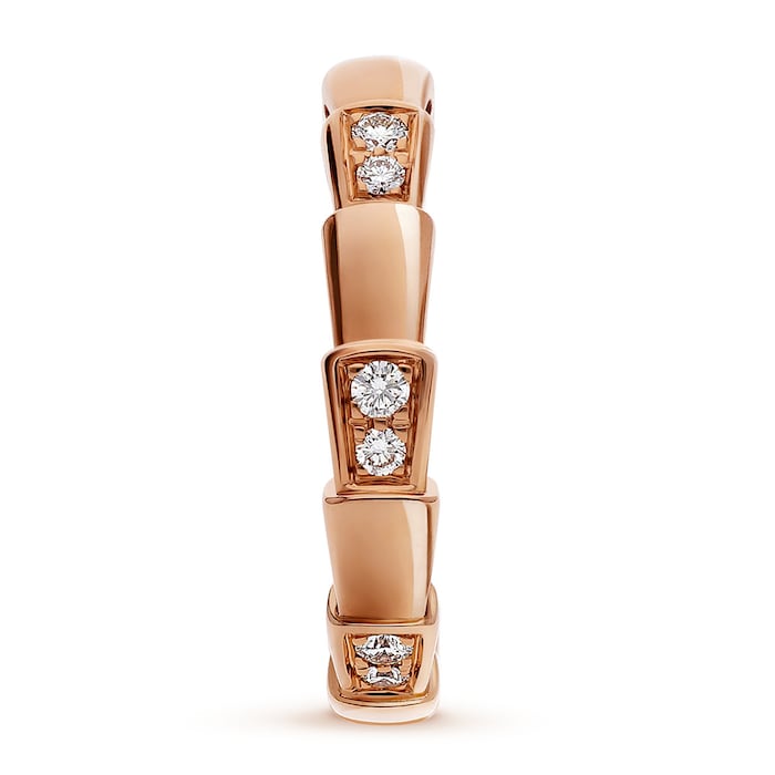Bvlgari Jewelry 18k Rose Gold Serpenti Viper 0.24cttw Pave Diamond Ring - Size 5.75