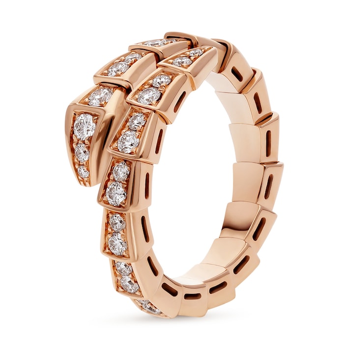 Bvlgari Jewelry 18k Rose Gold Serpenti Viper 0.66cttw Full Pave Diamond Ring - Size Medium