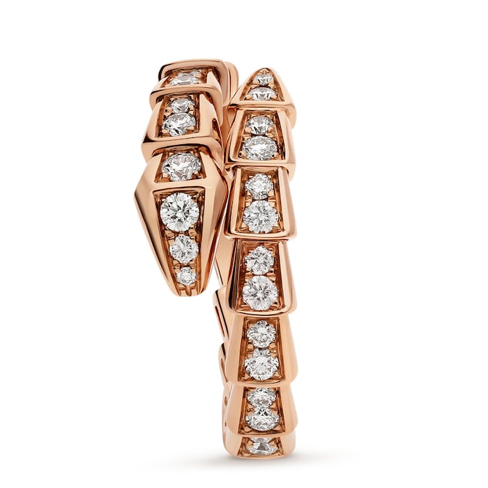 Bvlgari Jewelry 18k Rose Gold Serpenti Viper 0.66cttw Full Pave Diamond Ring - Size Medium