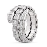 Bvlgari Jewelry 18k White Gold Serpenti Viper 2 Row 1.22cttw Full Pave Diamond Ring - Size Medium
