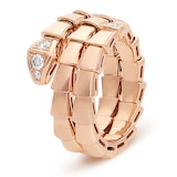 Bvlgari Jewelry 18k Rose Gold Serpenti Viper 2 Row 0.10cttw Full Pave Diamond Ring - Size Medium
