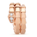 Bvlgari Jewelry 18k Rose Gold Serpenti Viper 2 Row 0.10cttw Full Pave Diamond Ring - Size Medium