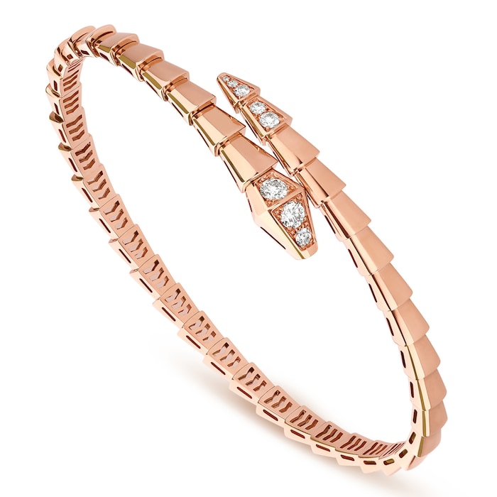 Bvlgari Jewelry 18k Rose Gold Serpenti Viper 0.47cttw Diamond Bracelet - Size Medium