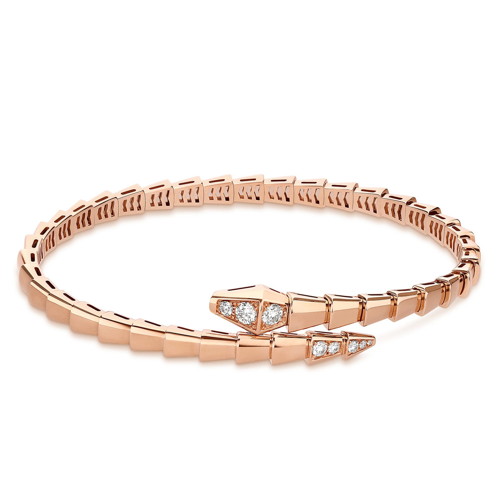 Bvlgari Jewelry 18k Rose Gold Serpenti Viper 0.47cttw Diamond Bracelet - Size Medium