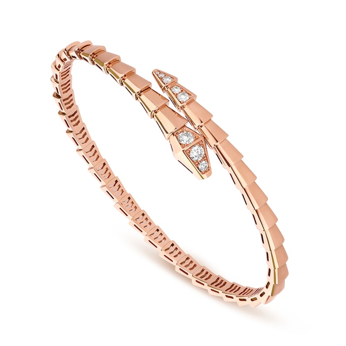 Bvlgari Jewelry 18k Rose Gold Serpenti Viper 0.47cttw Diamond Bracelet - Size Small