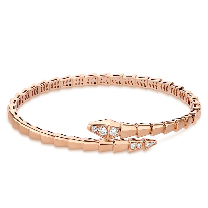 Bvlgari Jewelry 18k Rose Gold Serpenti Viper 0.47cttw Diamond Bracelet - Size Small