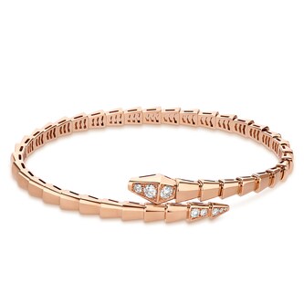 Bvlgari Jewelry 18k Rose Gold Serpenti Viper 0.47cttw Diamond Bracelet - Size Small