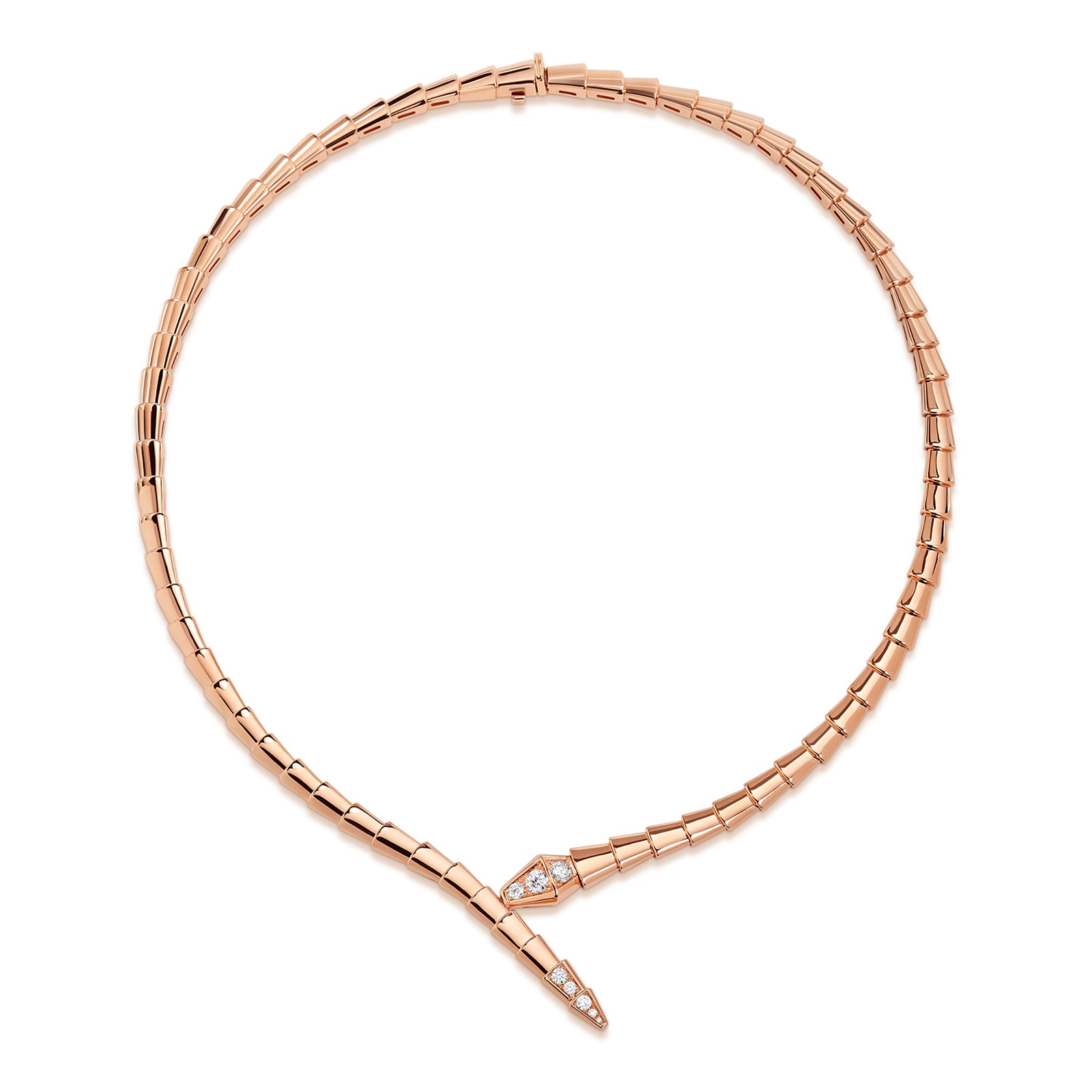 Bvlgari Jewelry 18k Rose Gold Serpenti Viper 0.41cttw Diamond Necklace - Size Medium
