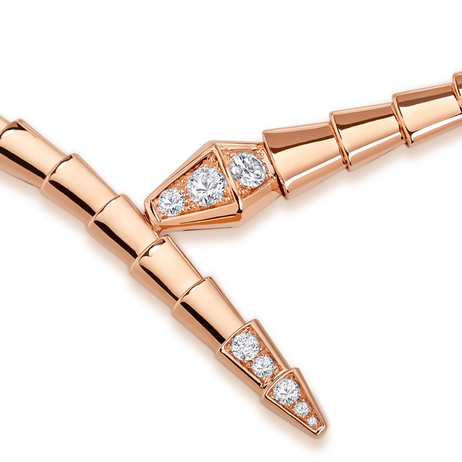 Bvlgari Jewelry 18k Rose Gold Serpenti Viper 0.41cttw Diamond Necklace - Size Medium