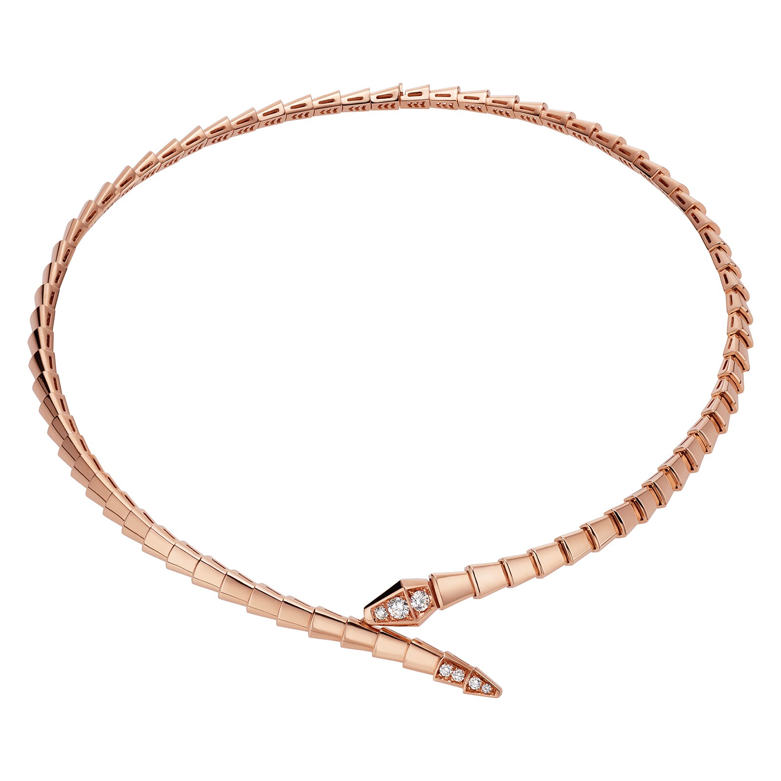 Bvlgari Jewelry 18k Rose Gold Serpenti Viper 0.41cttw Diamond Necklace - Size Medium