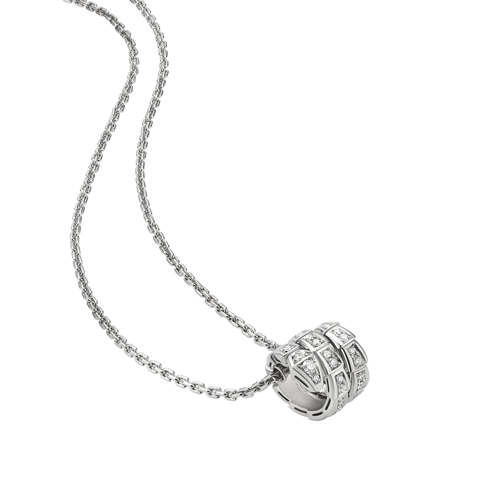 Bvlgari Jewelry 18k White Gold Serpenti Viper 2 Row 0.63cttw Full Pave Diamond Necklace - 16-17 Inch Bvlgari Jewelry 18k White Gold Serpenti Viper 2 Row 0.63cttw Full Pave Diamond Necklace - 16-17 Inch