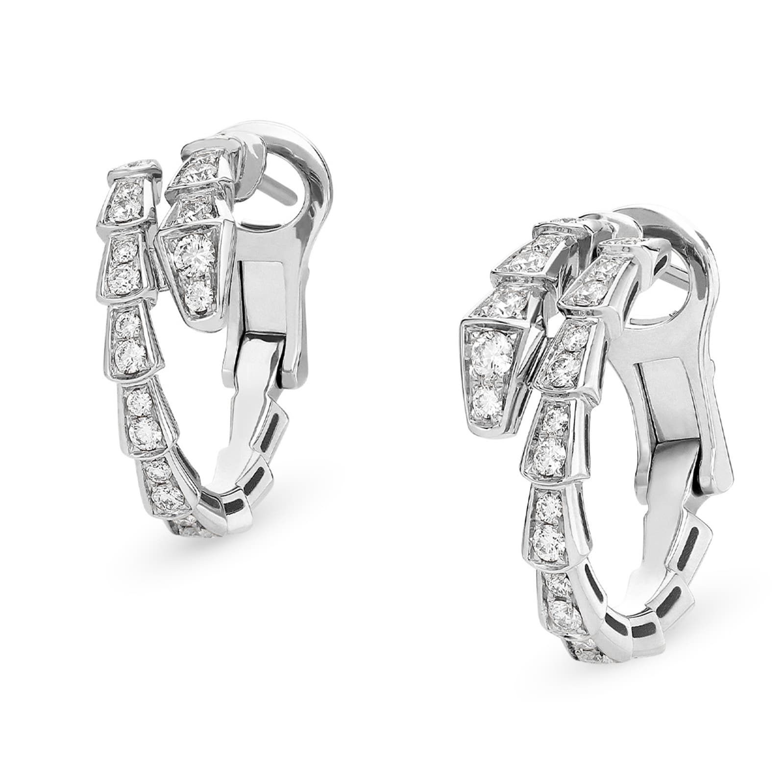 Bvlgari Jewelry 18k White Gold Serpenti Viper 0.75cttw Diamond Hoop Earrings Bvlgari Jewelry 18k White Gold Serpenti Viper 0.75cttw Diamond Hoop Earrings