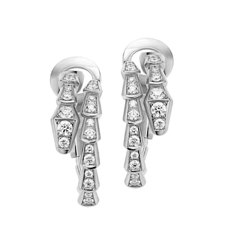 Bvlgari Jewelry 18k White Gold Serpenti Viper 0.75cttw Diamond Hoop Earrings