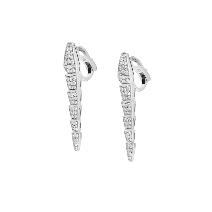 Bvlgari Jewelry 18k White Gold 2.08cttw Diamond Serpenti Viper Drop Earrings