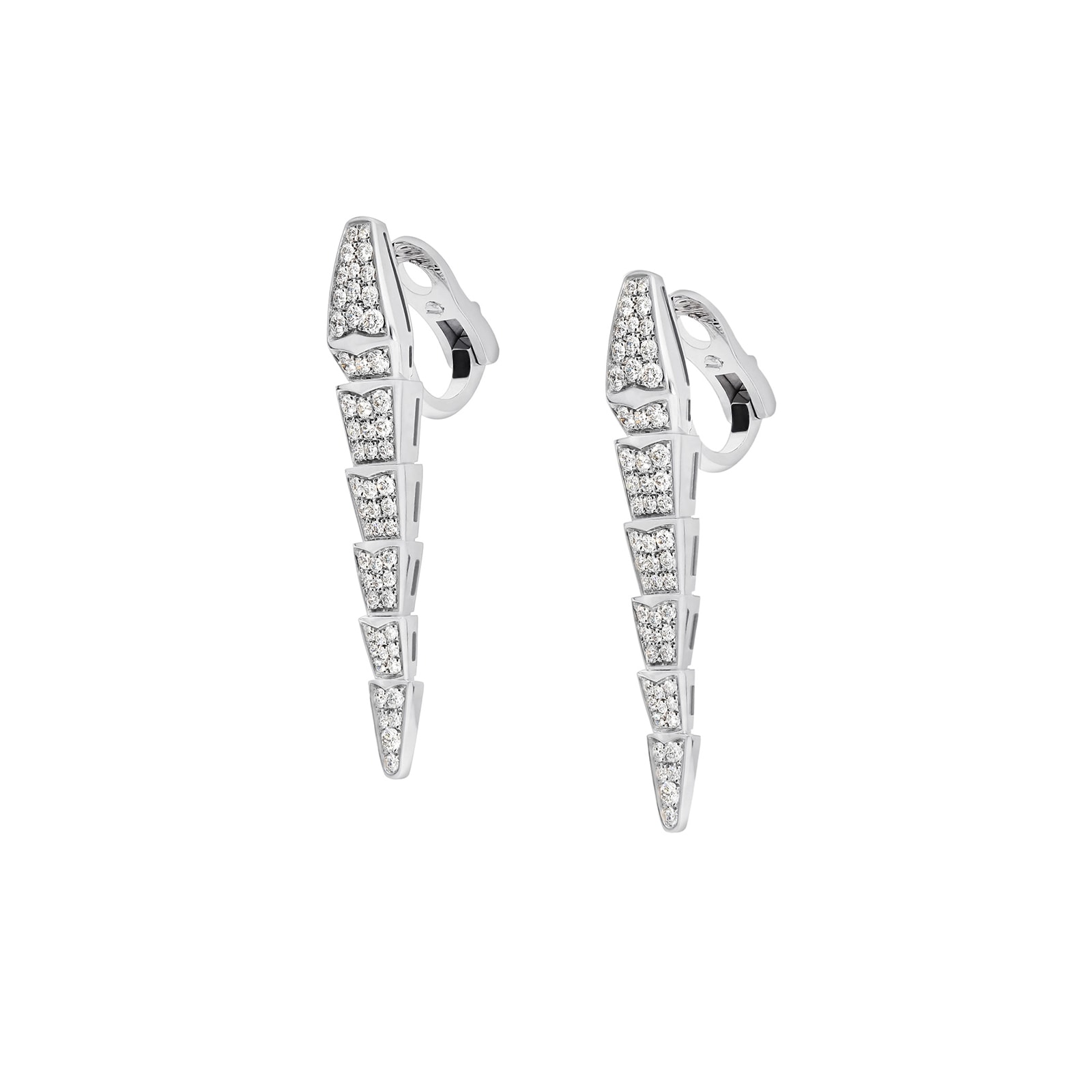 Bvlgari Jewelry 18k White Gold 2.08cttw Diamond Serpenti Viper Drop Earrings