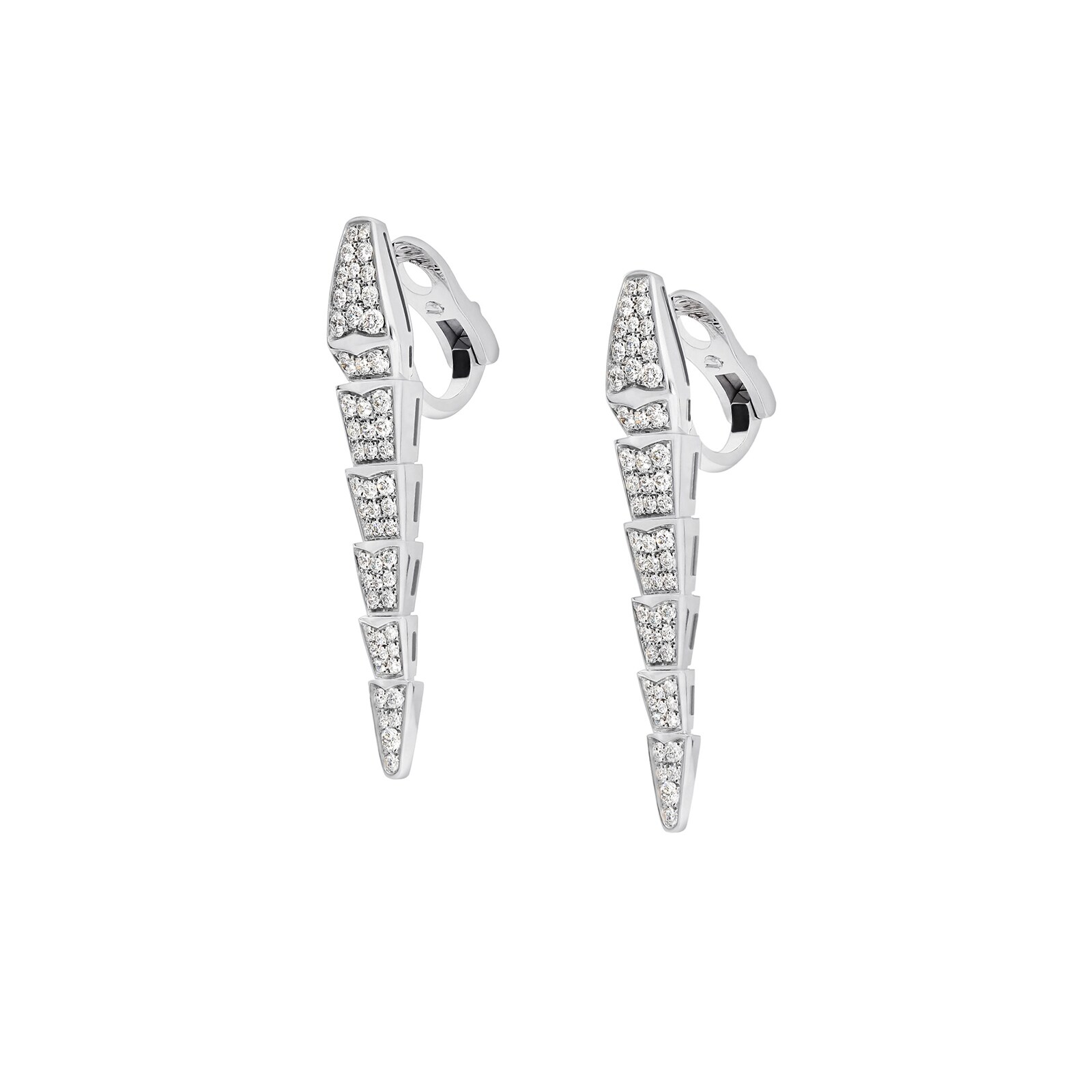 Bvlgari Jewelry 18k White Gold 2.08cttw Diamond Serpenti Viper Drop Earrings