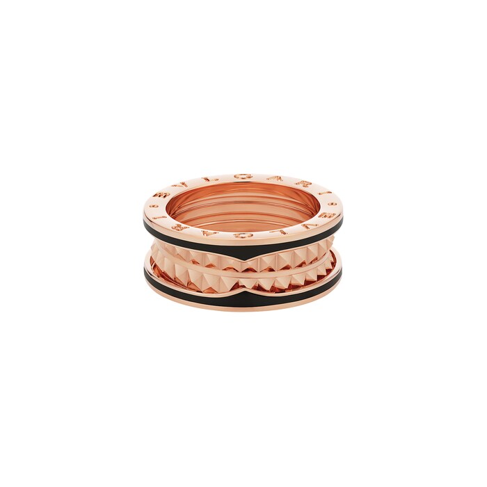 Bvlgari Jewelry 18k Rose Gold B.ZERO1 1 Band Black Ceramic Ring Size 9.25
