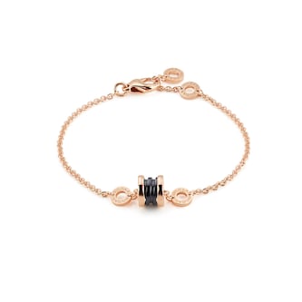 Bvlgari Jewelry 18k Rose Gold B.ZERO1 Mini Black Ceramic Bracelet Size M/L