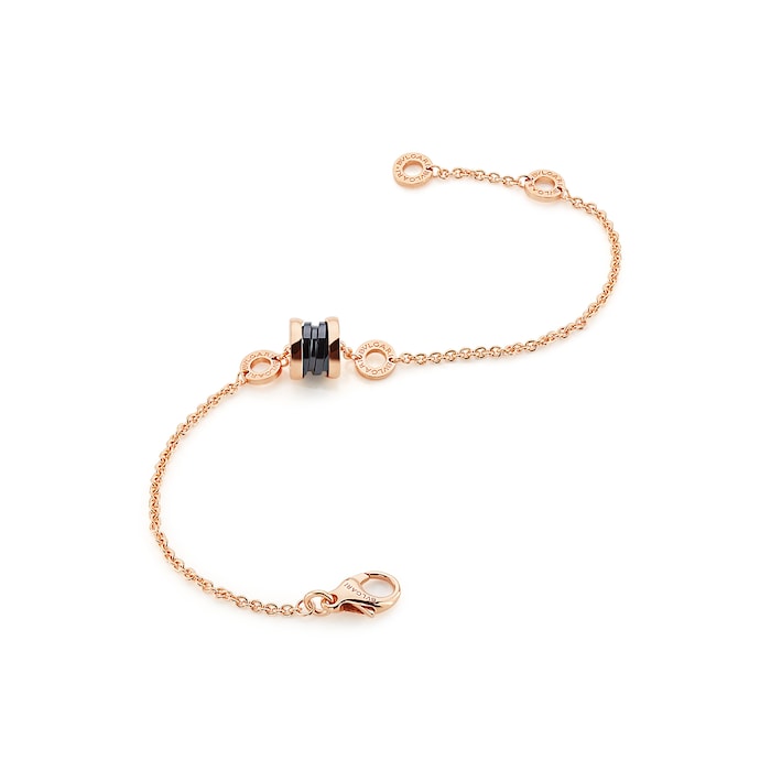 Bvlgari Jewelry 18k Rose Gold B.ZERO1 Mini Black Ceramic Bracelet Size M/L