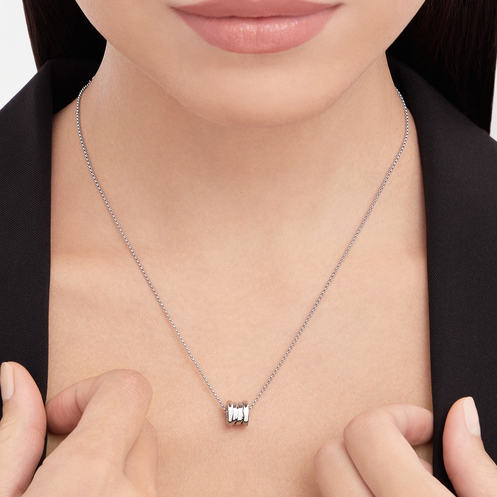 Bvlgari Jewelry 18k White Gold B.ZERO1 Mini Necklace 45cm