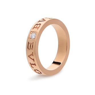 Bvlgari Jewelry 18k Rose Gold 0.04cttw Diamond Bvlgari Bvlgari Band Size 7.75