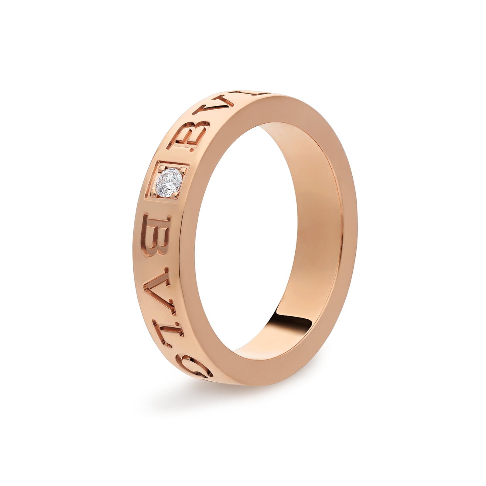Bvlgari Jewelry 18k Rose Gold 0.04cttw Diamond Bvlgari Bvlgari Band Size 7.75