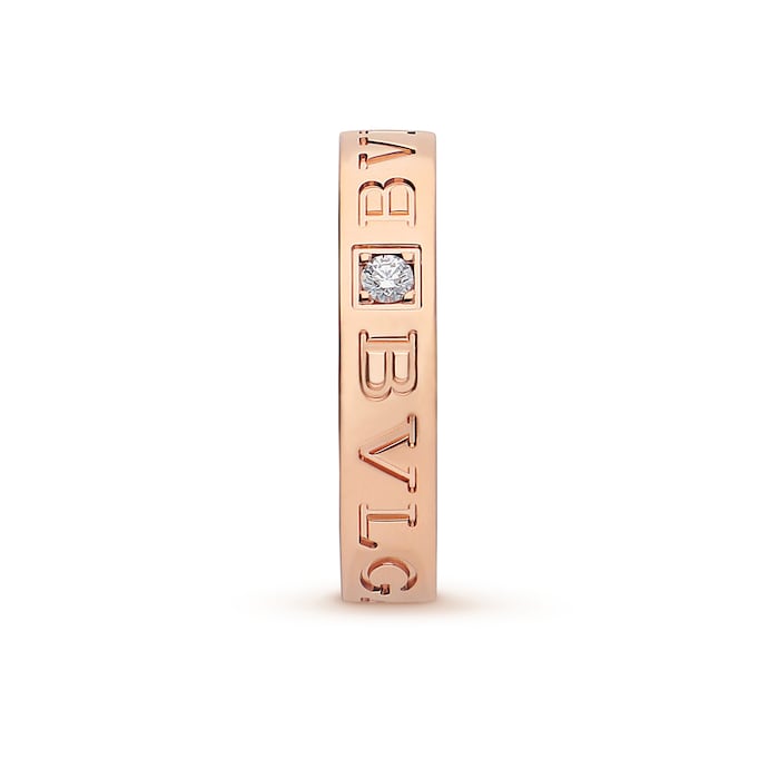 Bvlgari Jewelry 18k Rose Gold 0.04cttw Diamond Bvlgari Bvlgari Band Size 7.75