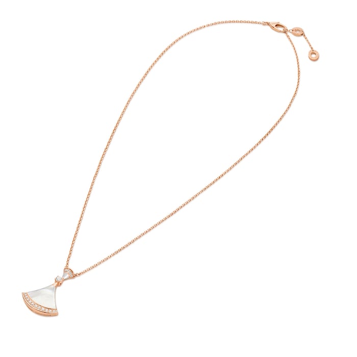 Bvlgari Jewelry 18k Rose Gold 0.28cttw Diamond and Mother of Pearl Divas' Dream Necklace 16-17"