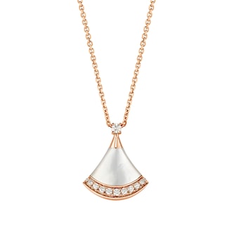 Bvlgari Jewelry 18k Rose Gold 0.13cttw Diamond and Mother of Pearl Divas' Dream Necklace 16-17"