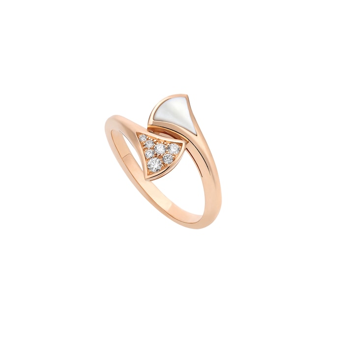 Bvlgari Jewelry 18k Rose Gold 0.08cttw Diamond and Mother of Pearl Divas' Dream Ring Size 6.25