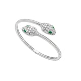 Bvlgari Jewelry 18k White Gold 1.72cttw Diamond and Emerald Serpenti Bracelet Size Medium