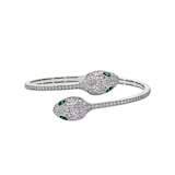 Bvlgari Jewelry 18k White Gold 1.72cttw Diamond and Emerald Serpenti Bracelet Size Medium