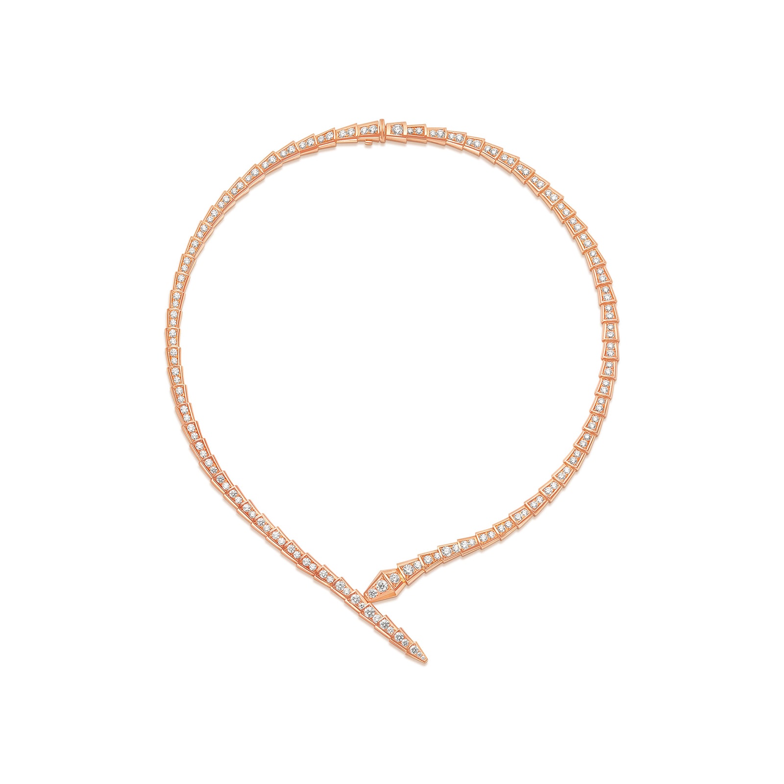 18k Rose Gold 5.66cttw Pave Diamond Serpenti Viper Necklace Size XL