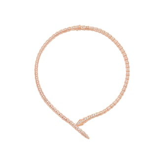 Bvlgari Jewelry 18k Rose Gold 5.66cttw Pave Diamond Serpenti Viper Necklace Size XL