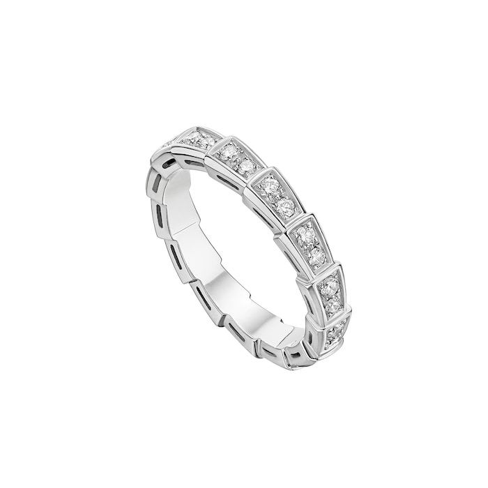 Bvlgari Jewelry 18k White Gold 0.48cttw Pave Diamond Serpenti Viper Ring Size 6.5