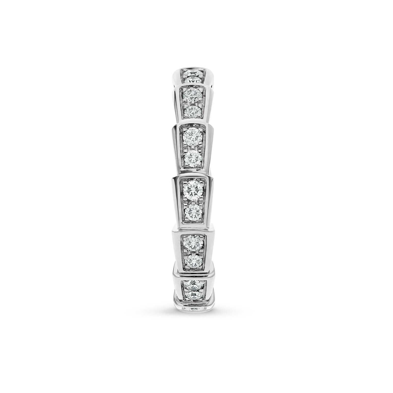Bvlgari Jewelry 18k White Gold 0.48cttw Pave Diamond Serpenti Viper Ring Size 6.5
