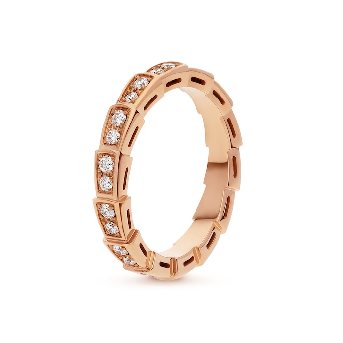 Bvlgari Jewelry 18k Rose Gold 0.48cttw Pave Diamond Serpenti Viper Ring Size 7.25