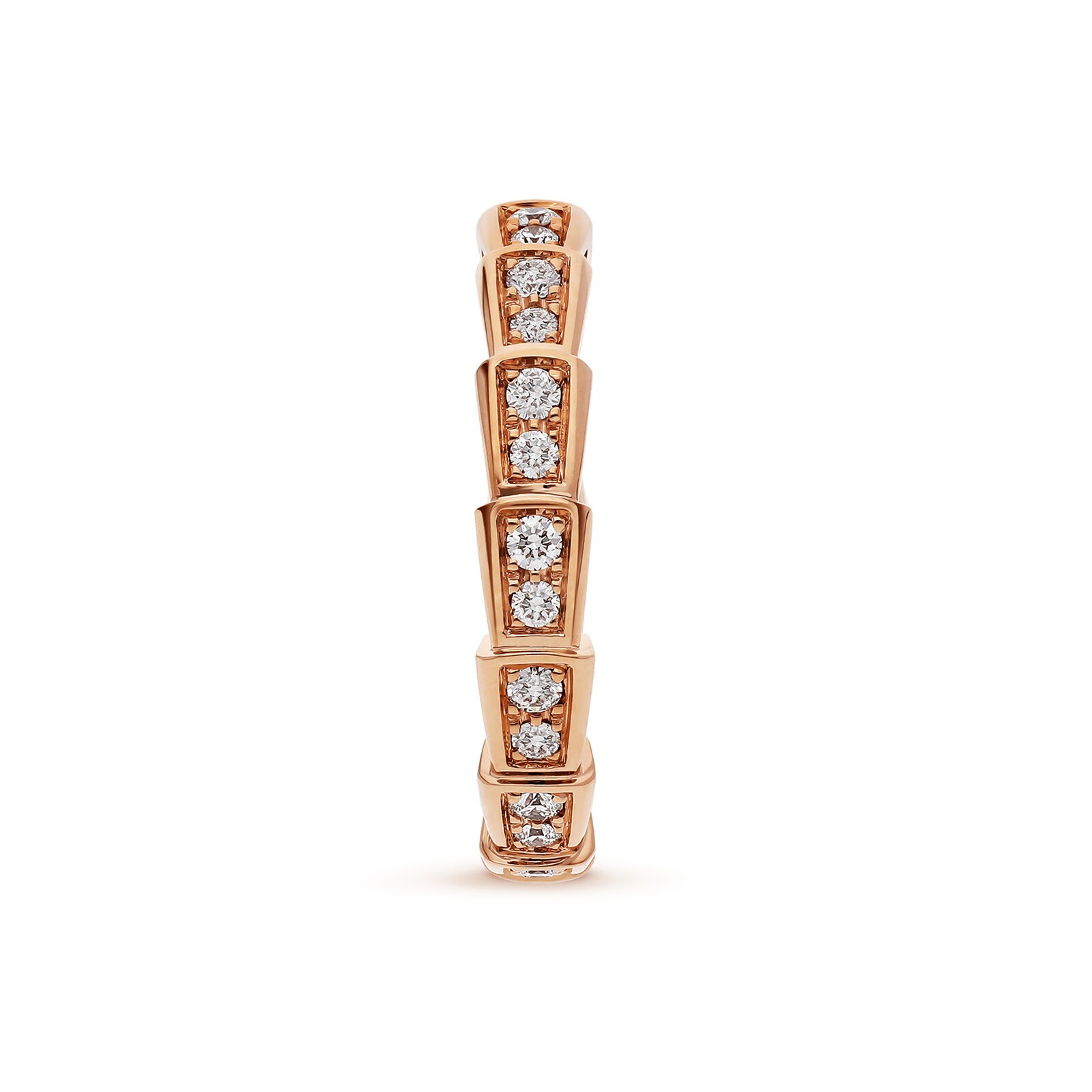 Bvlgari Jewelry 18k Rose Gold 0.48cttw Pave Diamond Serpenti Viper Ring Size 7.25