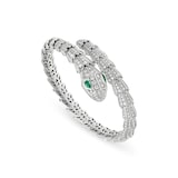Bvlgari Jewelry 18k White Gold 4.21cttw Diamond and 0.26cttw Emerald Serpenti Bracelet Size M