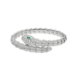 Bvlgari Jewelry 18k White Gold 4.21cttw Diamond and 0.26cttw Emerald Serpenti Bracelet Size M