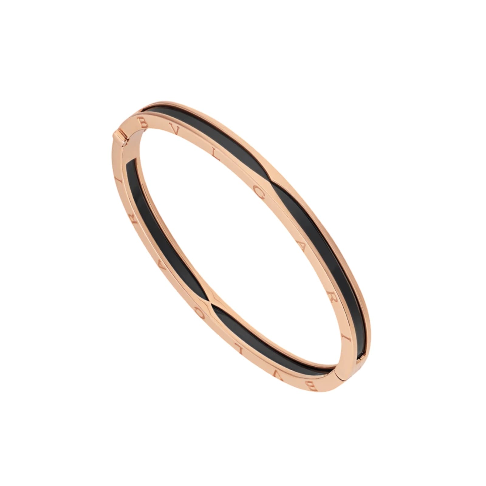 Bvlgari Jewelry 18K Rose Gold & Black Ceramic B.ZERO1 Bracelet - Size M/L