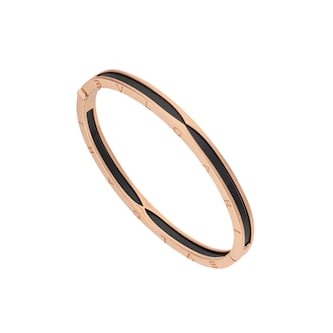 Bvlgari Jewelry 18K Rose Gold & Black Ceramic B.ZERO1 Bracelet - Size M/L