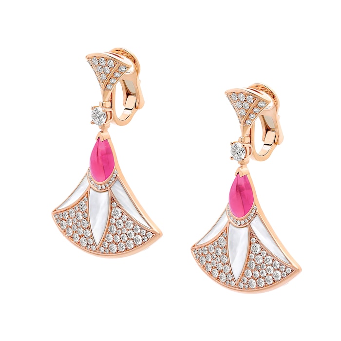 Bvlgari Jewelry 18k Rose Gold 2.21cttw Diamond and Mother of Pearl Divas Dream Drop Earrings