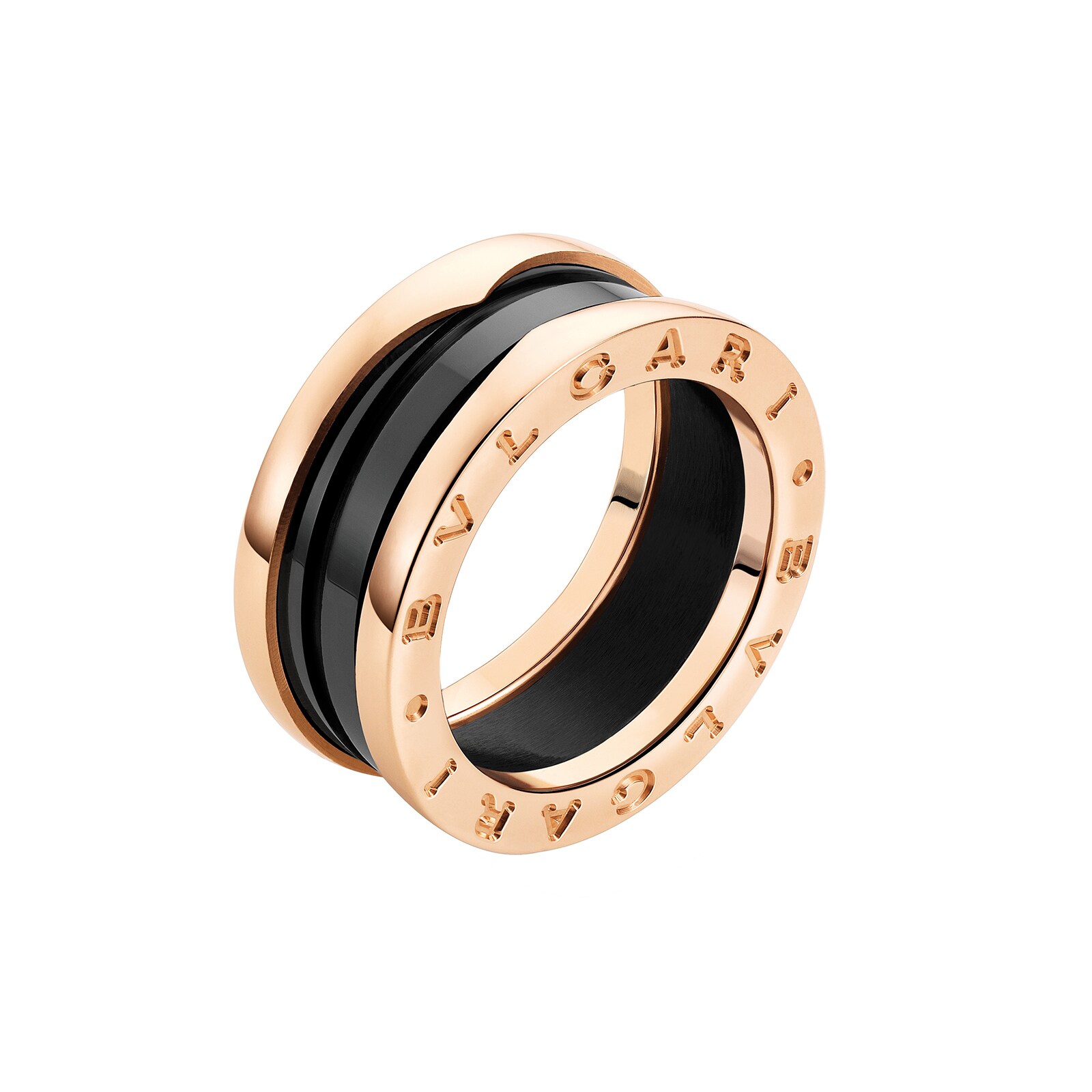 Bvlgari Jewelry 18K Rose Gold & Black Ceramic B.zero1 Ring - Size 9.75