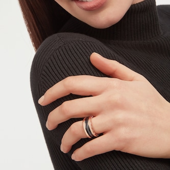 Bvlgari Jewelry 18K Rose Gold & Black Ceramic B.zero1 Ring - Size 9.75