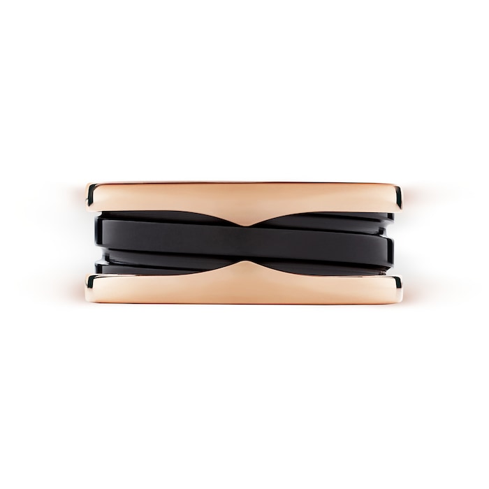 Bvlgari Jewelry 18K Rose Gold & Black Ceramic B.zero1 Ring - Size 9.75