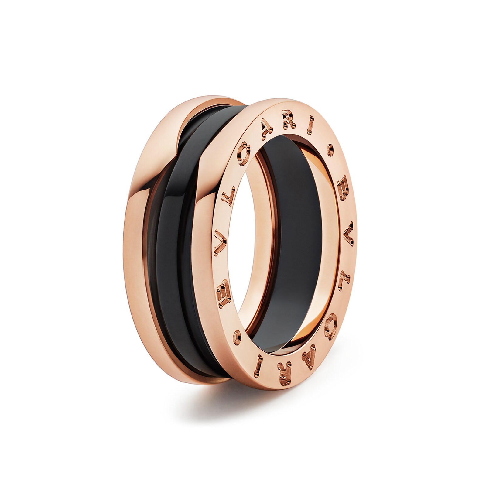 Bvlgari Jewelry 18K Rose Gold & Black Ceramic B.zero1 Ring - Size 9.75